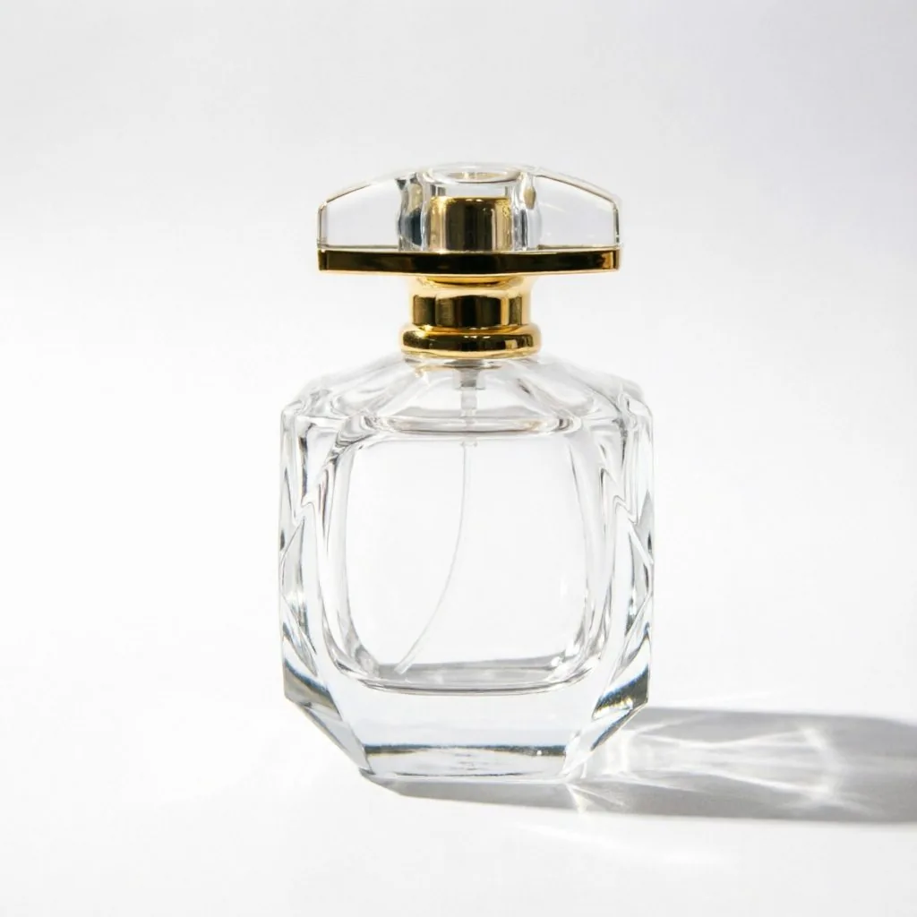 Octagonal Glass Perfume Bottle with Gold Cap 50ml