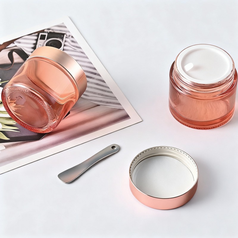 Orange Round Cosmetic Cream Glass Jar