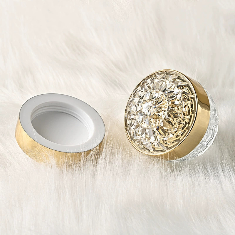 Screen Printing 50 ML Empty Glass Cream Container With Diamond Lid Luxury Jar Cosmetic