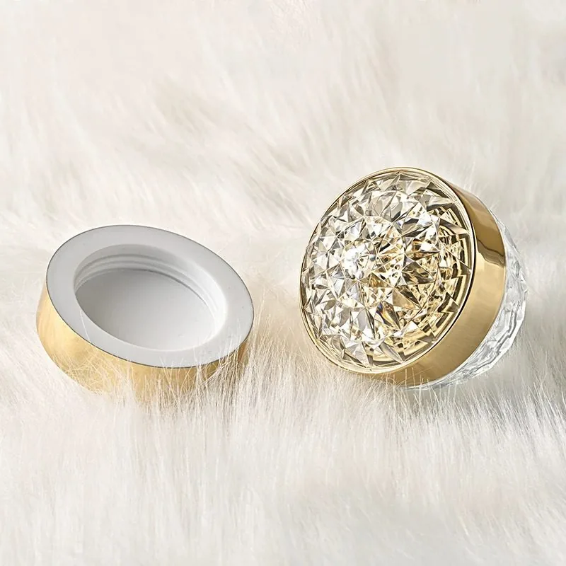 Screen Printing 50 ML Empty Glass Cream Container With Diamond Lid Luxury Jar Cosmetic