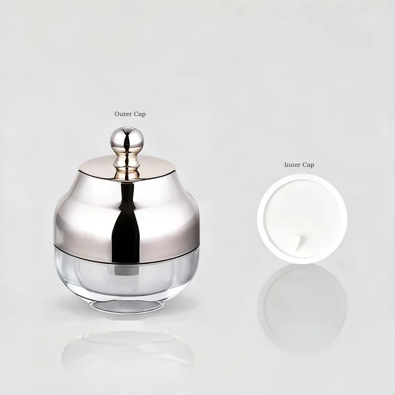 Luxurious 20g, 50g, 100g Facial Cream Jar for Eyes, Glass Jar with Gold Cap