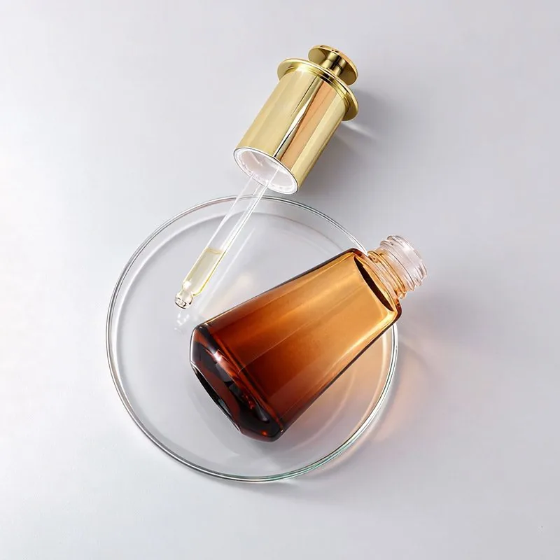 30ml 50ml Glass conical squeeze pump dropper for dispensing essential oil bottles