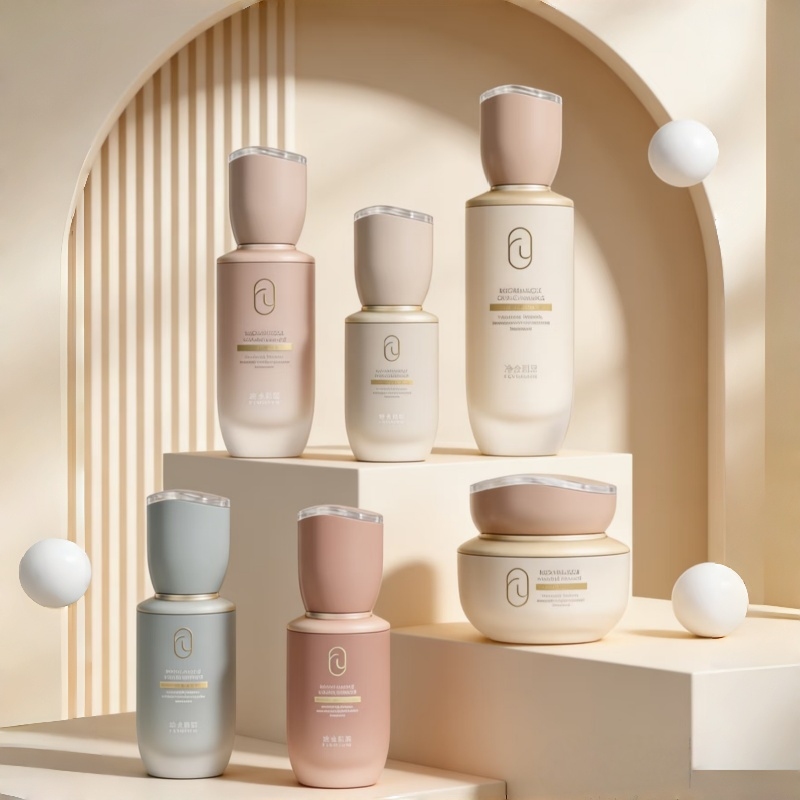 Champagne Gold Cylindrical Skincare flacon Set 100ml 150ml 50g