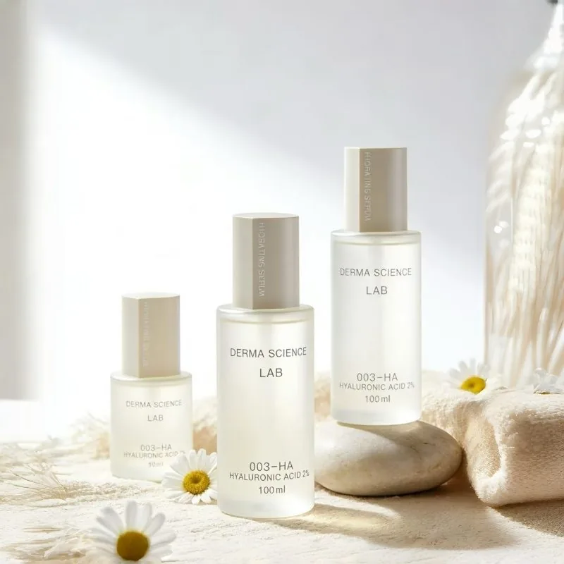 Minimalist Clear Glass Cosmetic Jar and Bottle Set with Grey Cap
