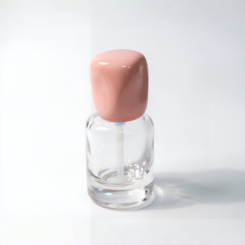 30ml Thick Bottom Round Glass Foundation Bottle with Glossy Peach Pink Cap