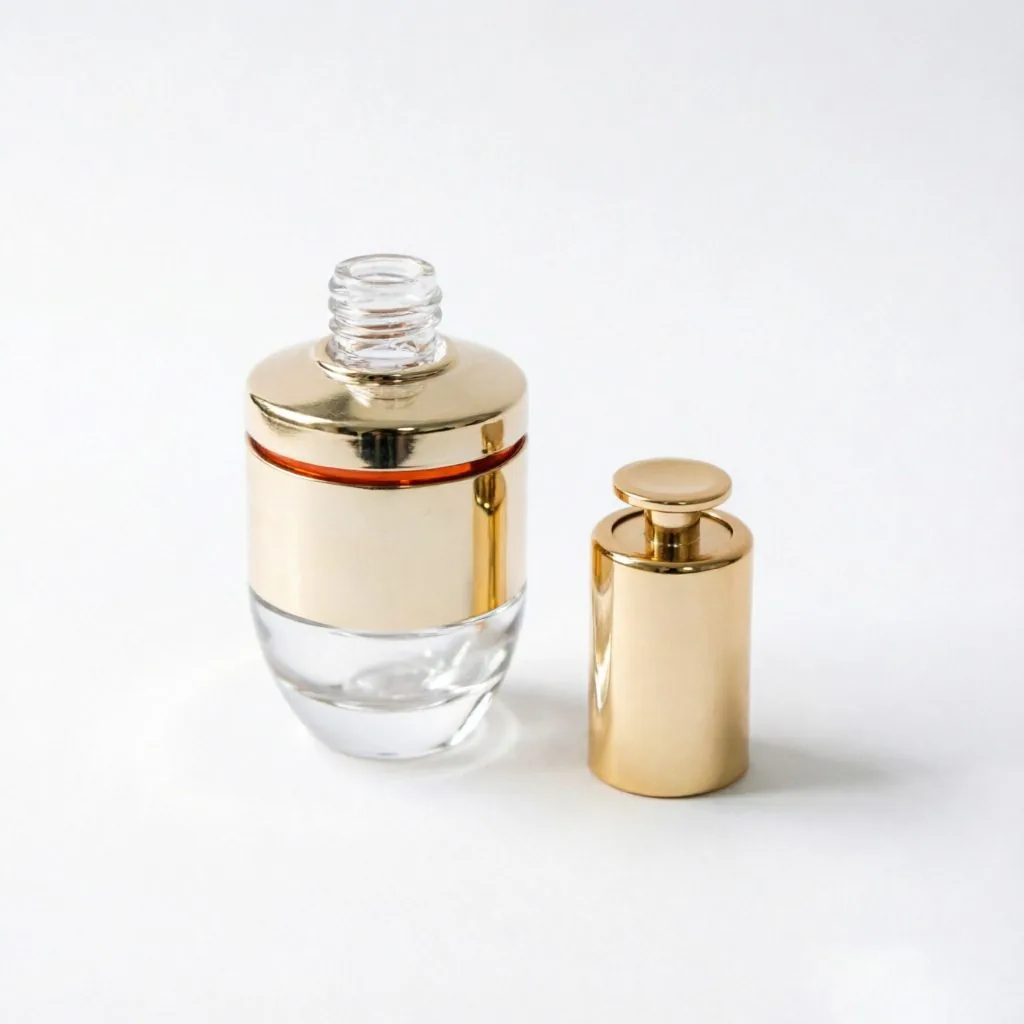 Clear Glass Serum şişe with Gold Pump