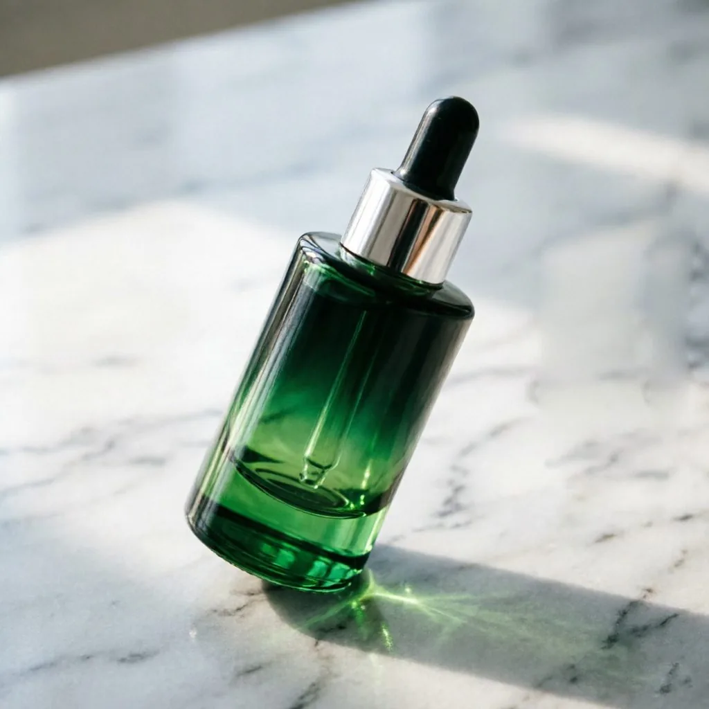 Green Gradient Glass Serum Bottle