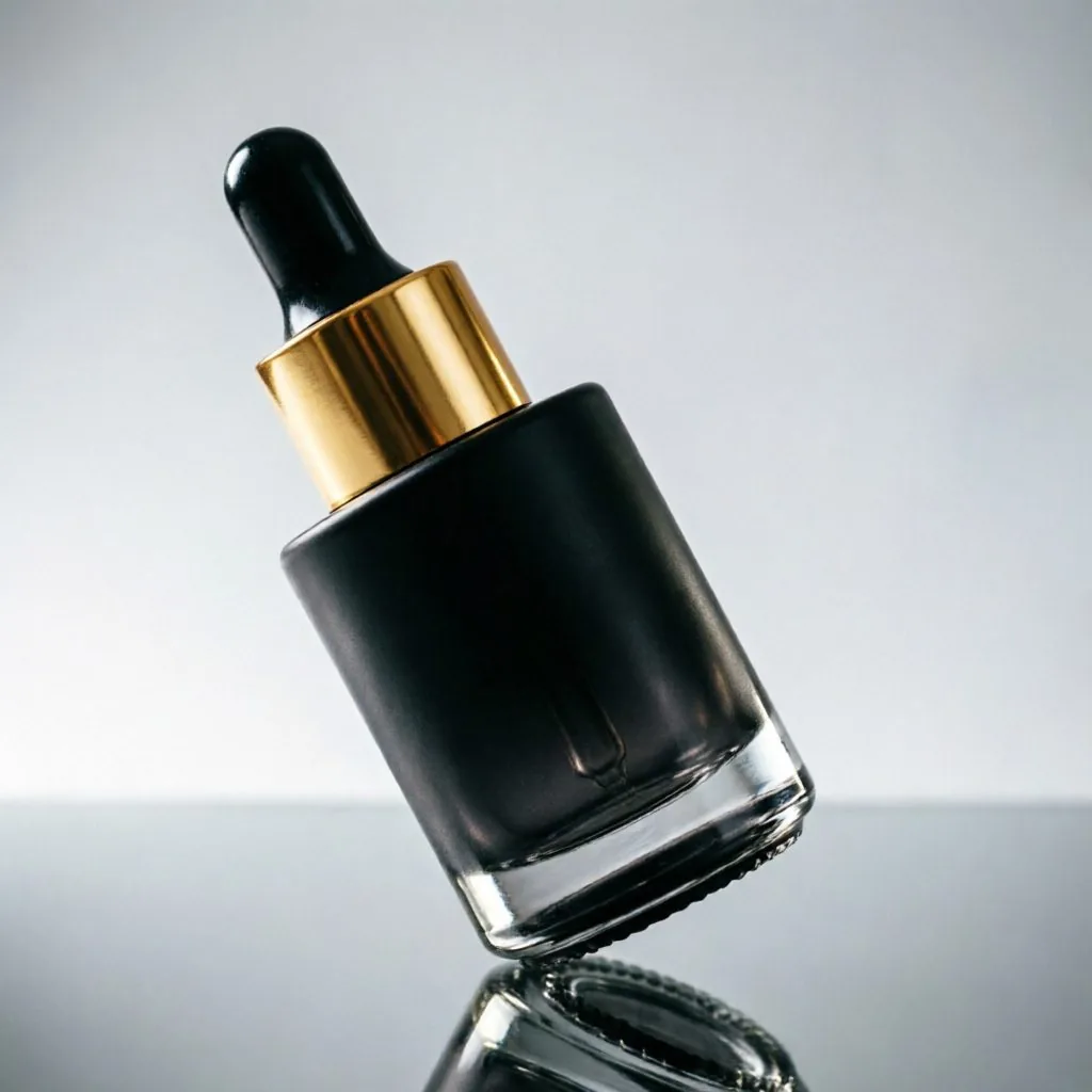 Black Gold Glass Serum Dropper Bottle