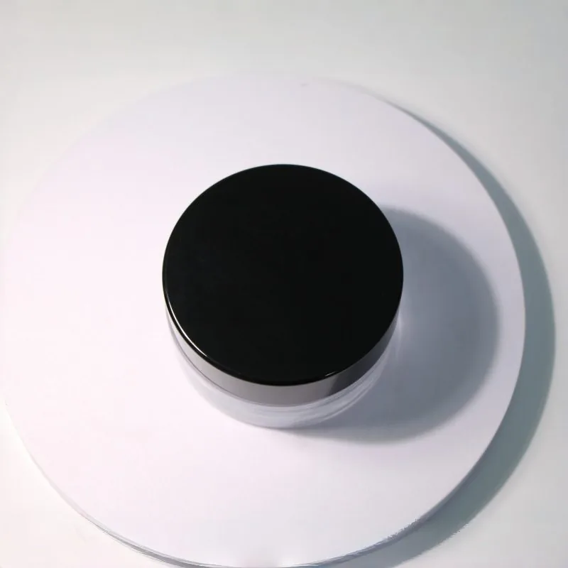 Low Profile Glass Cream Jar with Black Lid