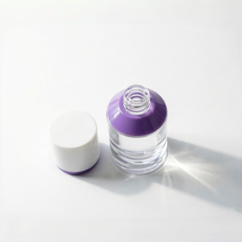 Purple Bottleneck Clear Glass Cosmetic Bottle with Artistic Cap 15ml 30ml