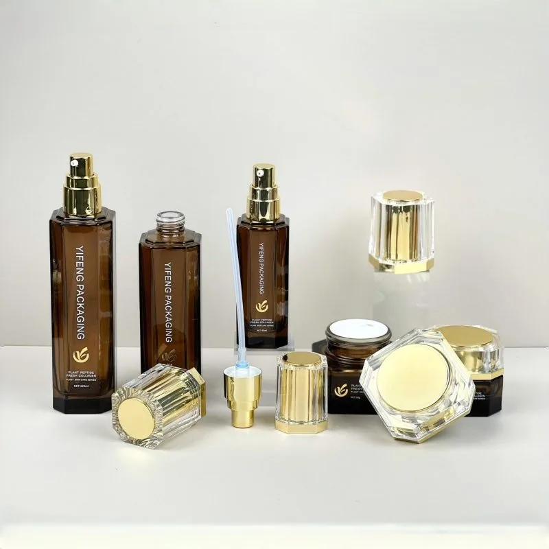 30ml 50ml garrafas cosméticas personalizadas frascos de creme facial garrafas de vidro multifacetadas