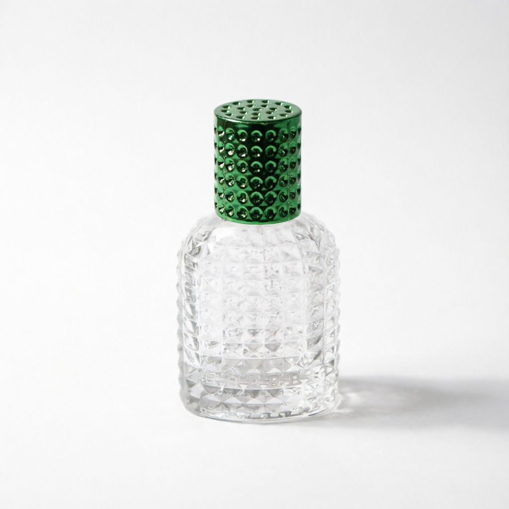 Embossed Glass Perfume Bottle with Diamond Cap 30ml 50ml 100ml