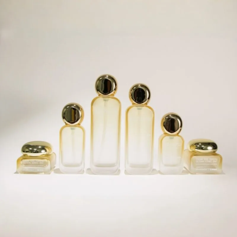 conjunto de presente de luxo com 6 garrafas de vidro âmbar embalagem cosmética de garrafa de vidro quadrada plana