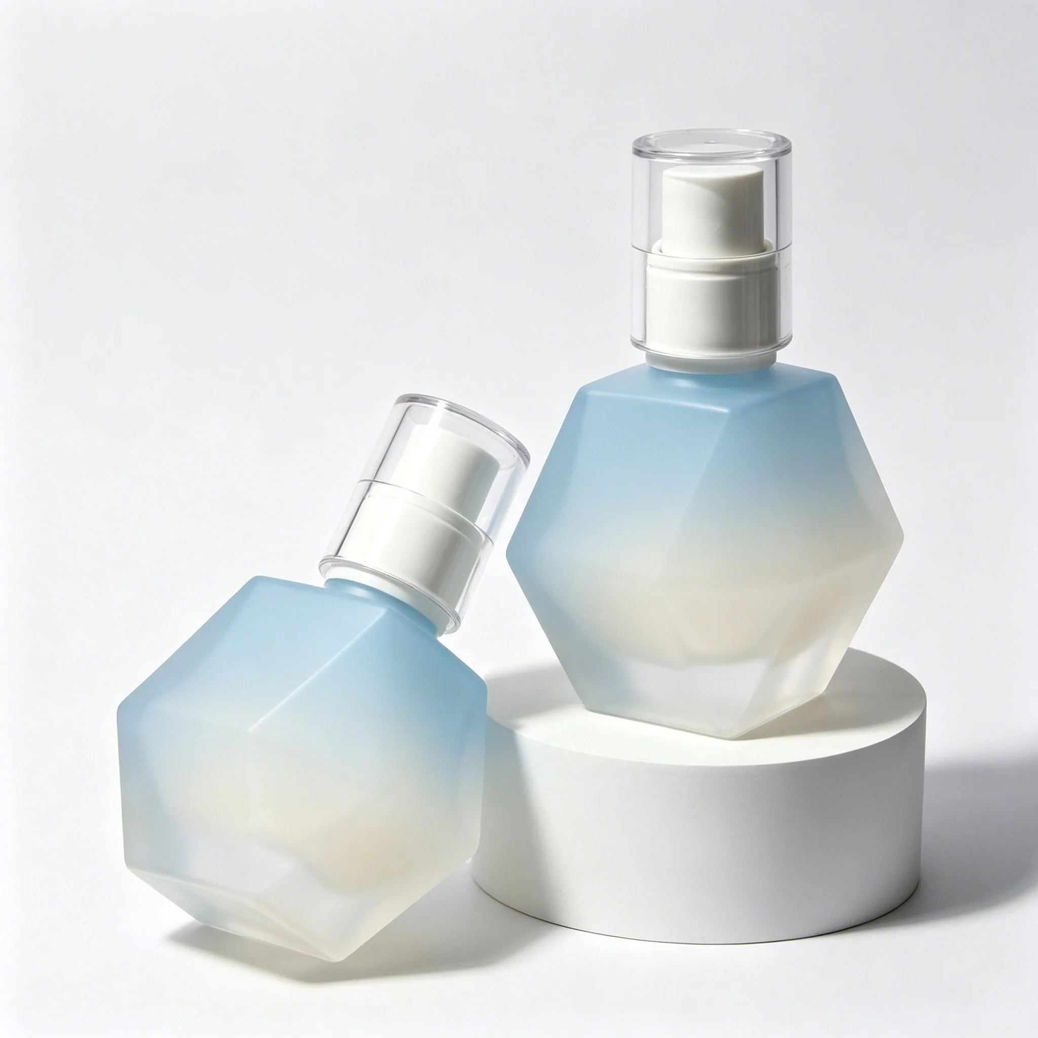 Blue Gradient Polygon Glass Essence Bottle 30ml