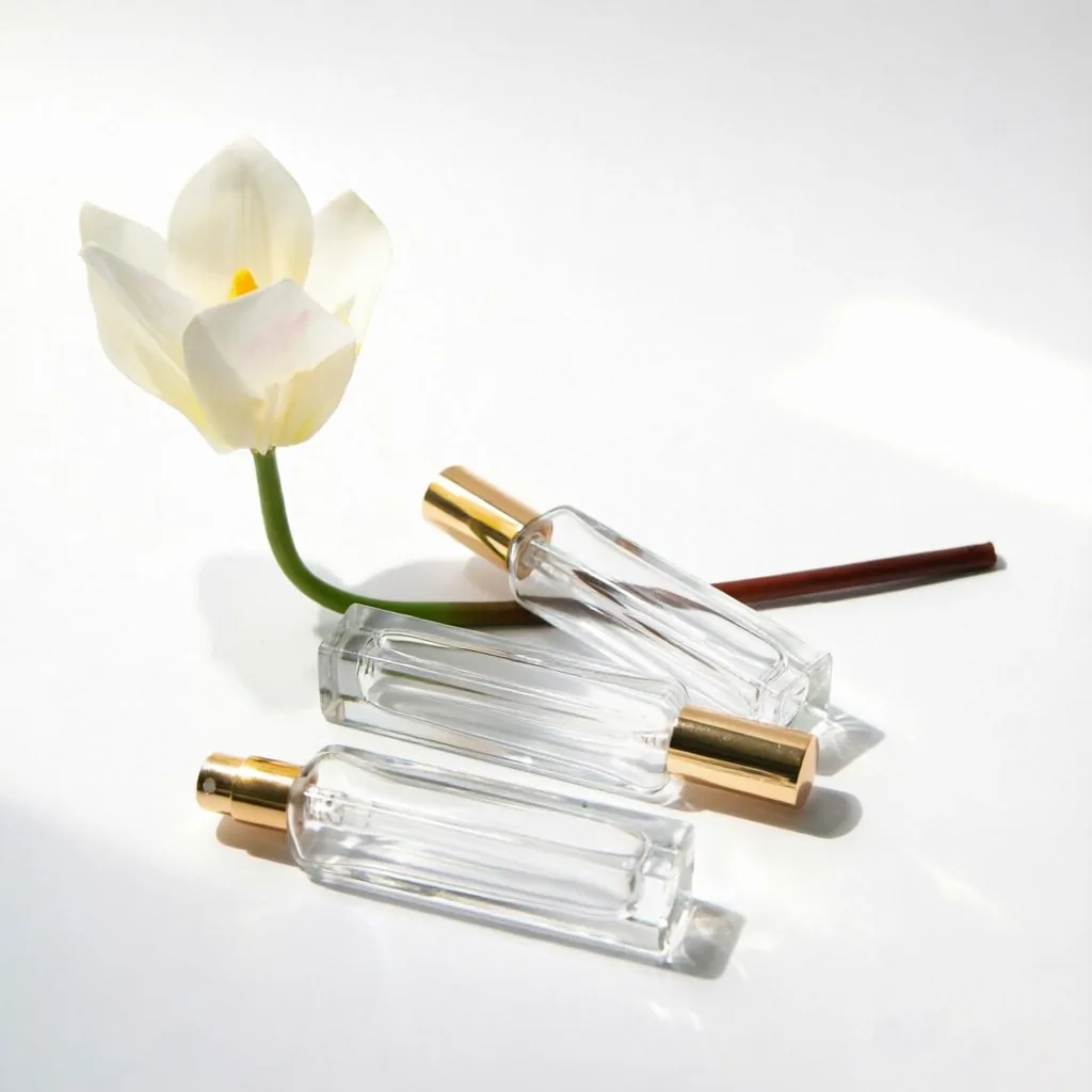 Beveled Rectangular Glass parfüm şişesi with Gold Cap 5ml 8ml 15ml 30ml 50ml