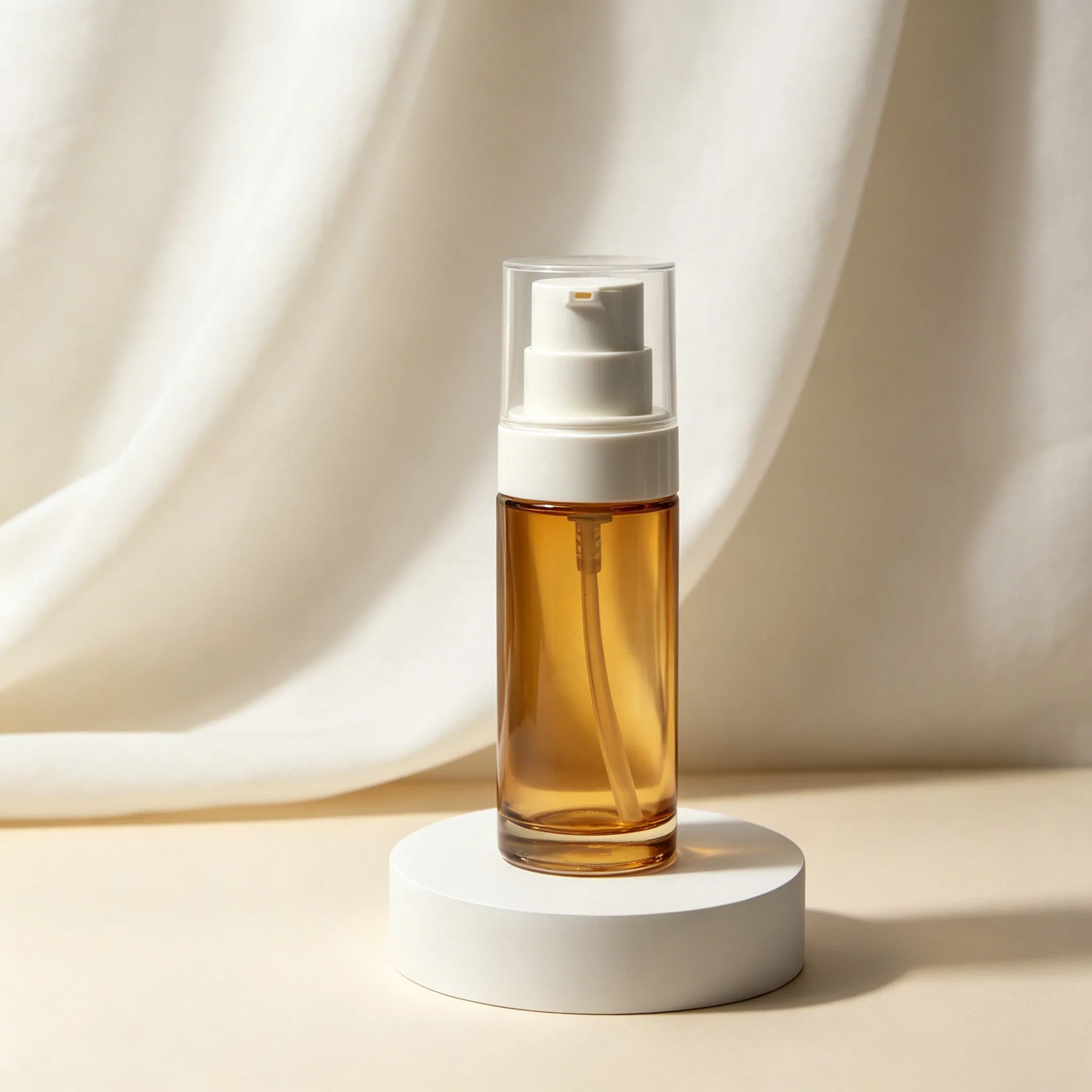 Amber Glass Serum Pump Bottle 30ml