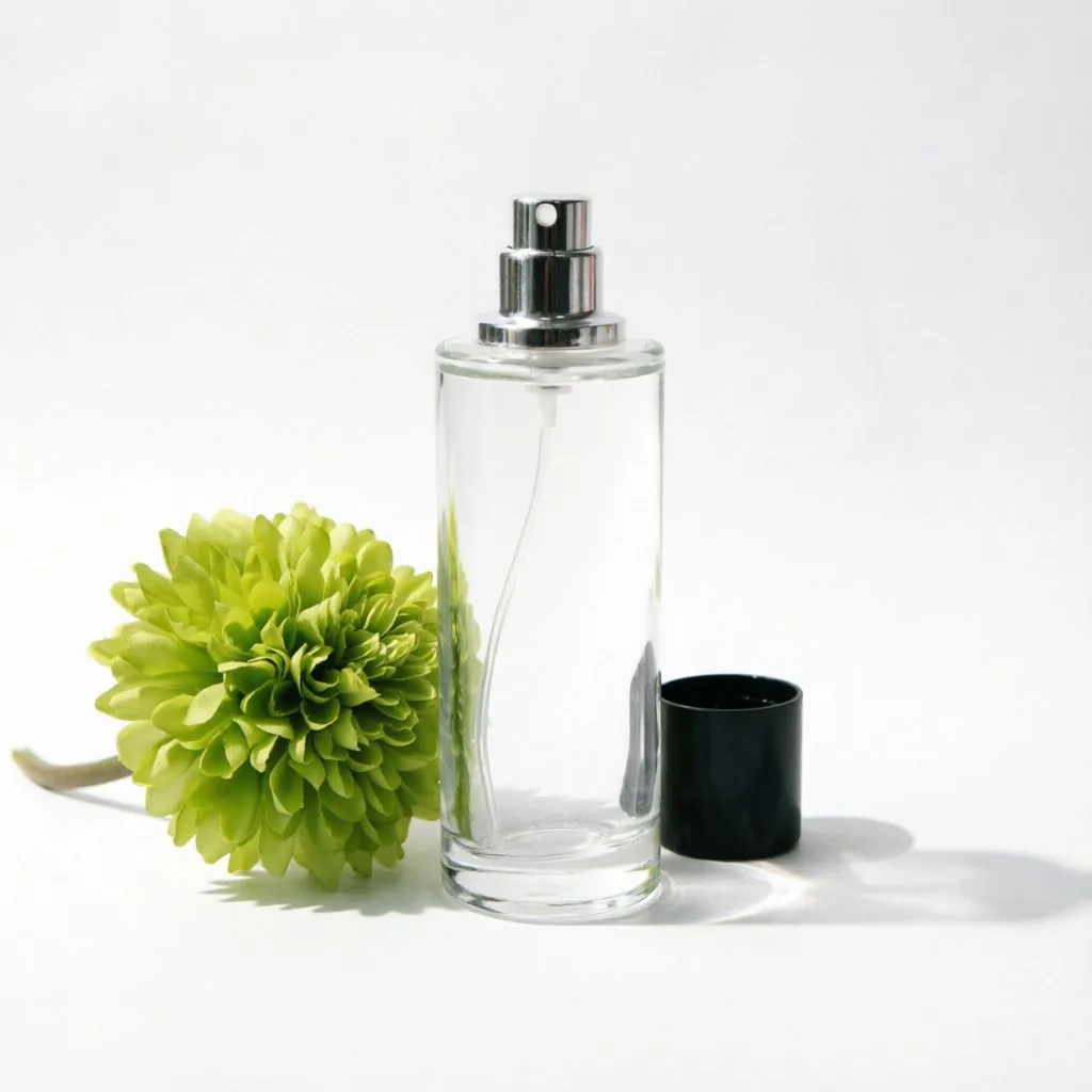 Tall Rectangular Glass parfüm şişesi with Black Spray Cap 50ml