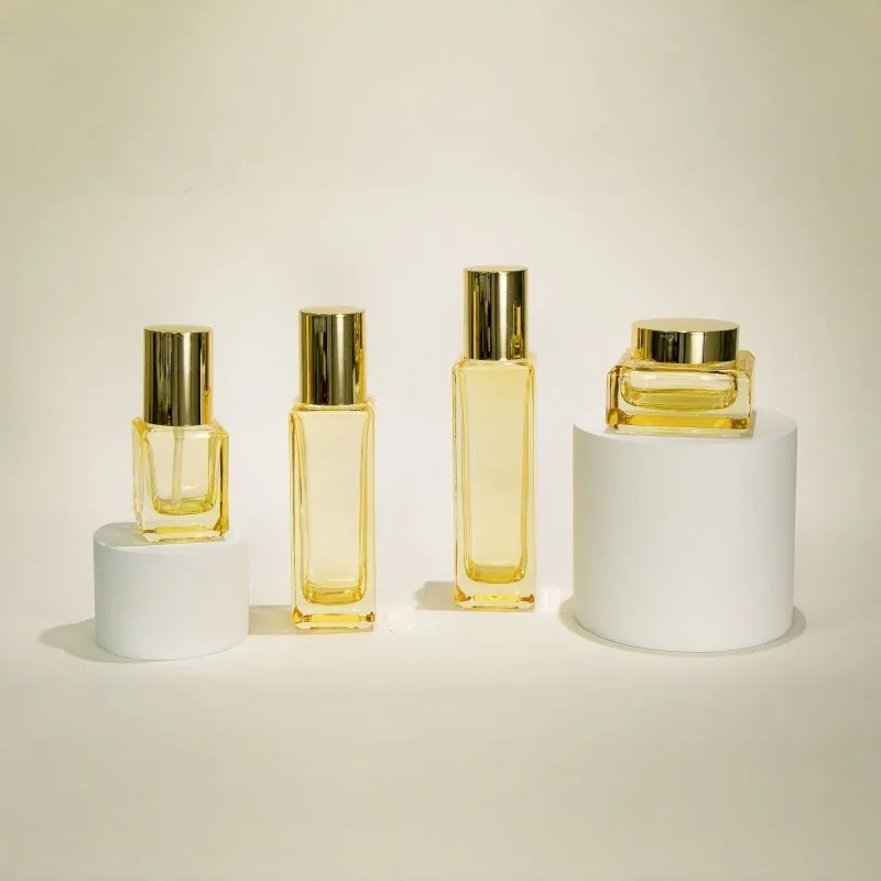 Embalagem cosmética para garrafa de vidro quadrada plana