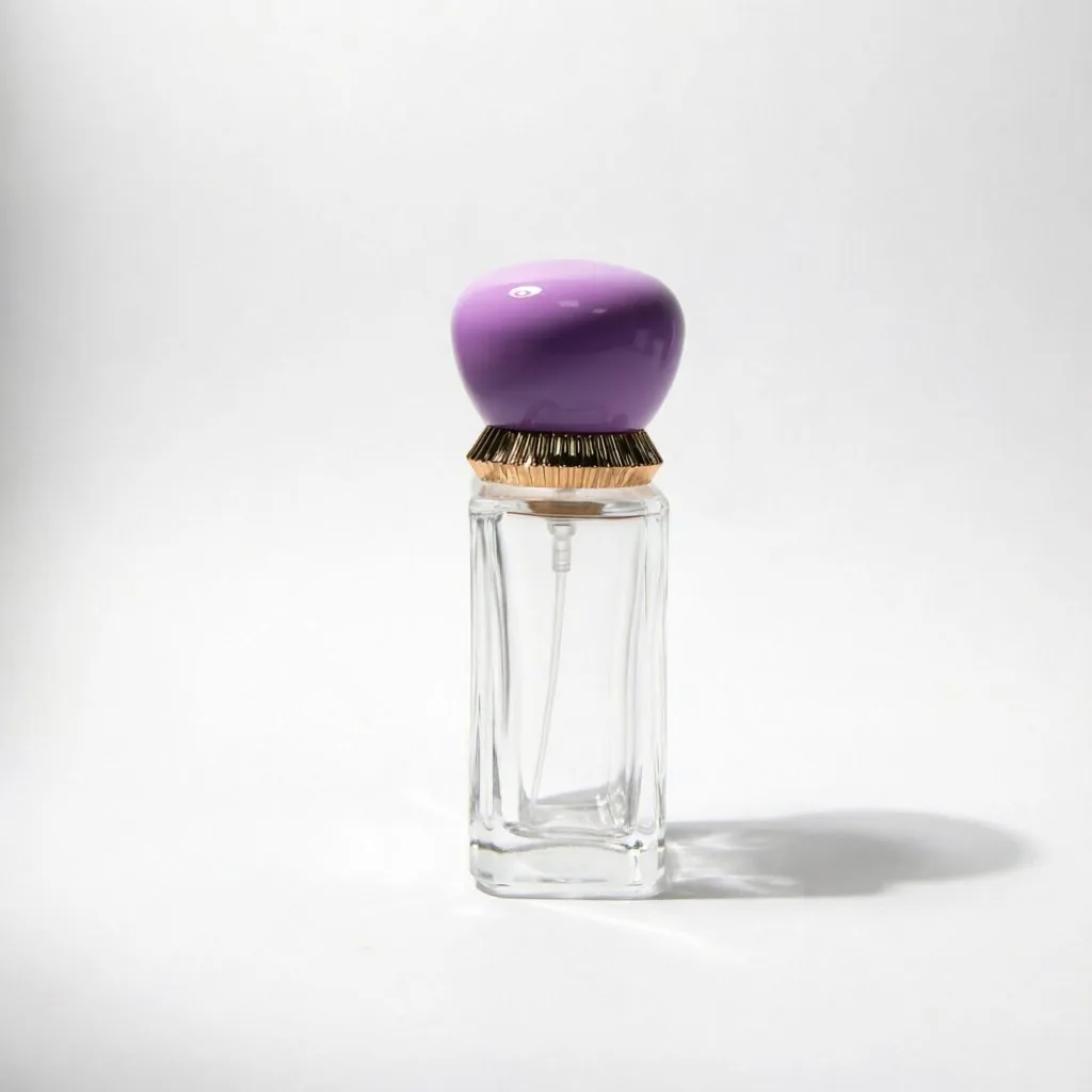 Classic Square Glass 향수 병 포함 Purple Oval Gold Cap 50ml