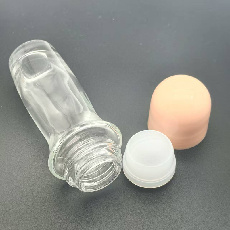 50ml glass perfume roller bottle, with rollers and plastic cap