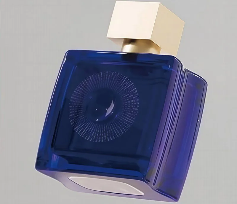 Frasco de vidro fosco azul escuro luxuoso de alta qualidade de 50ml