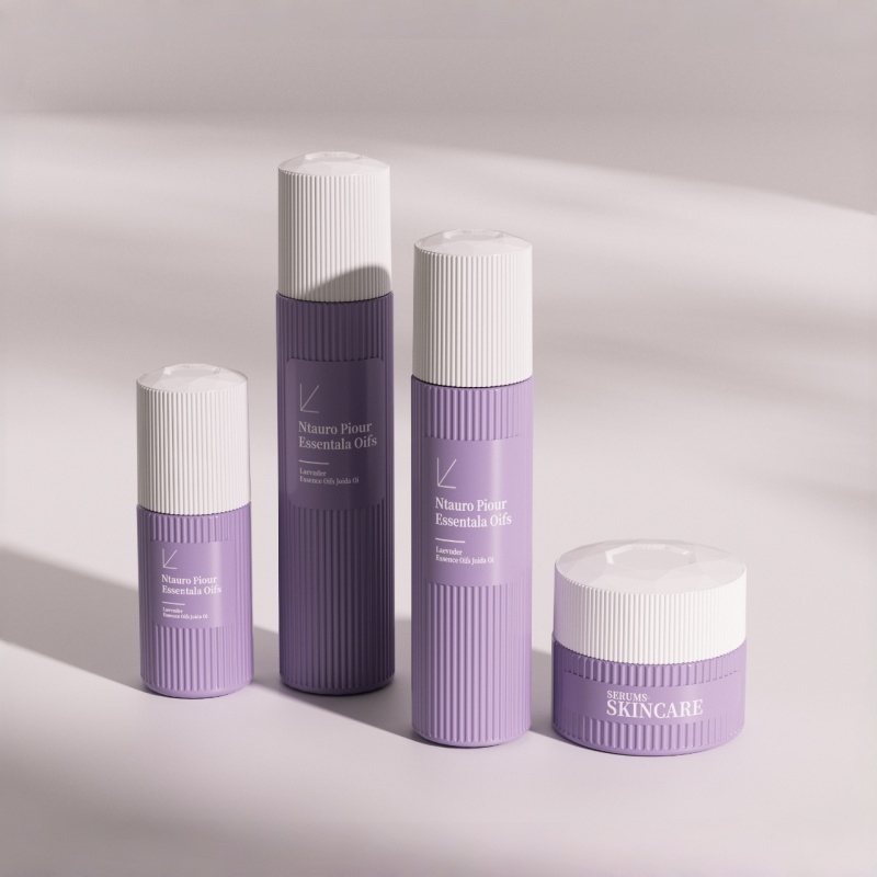 Luxury Stripe Line Glass Cosmetic Bottle Custom Thick Bottom Unique Glass Bottle