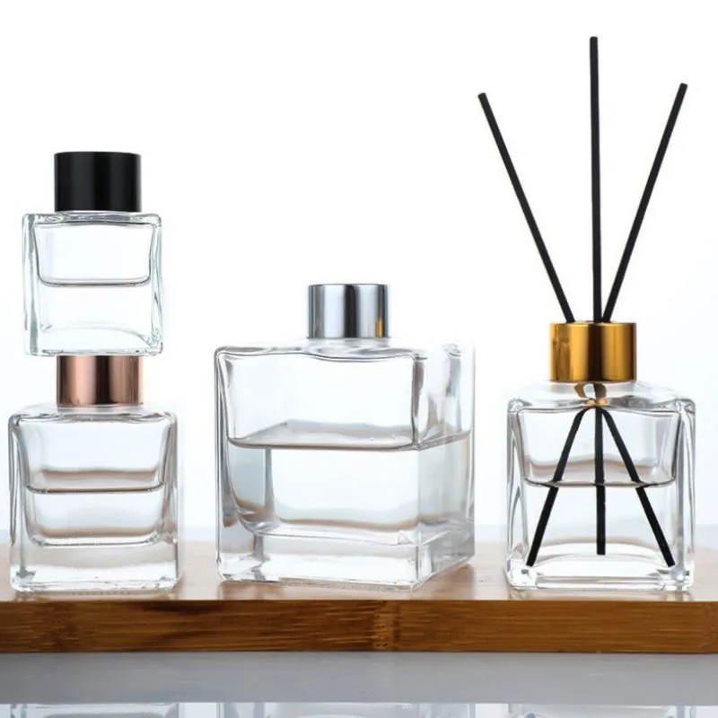 50ml 100ml 150ml 200ml 250ml Luxury Fragrance Diffuser Bottle Transparent Square