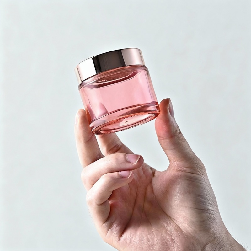 Orange Round Cosmetic Cream Glass Jar