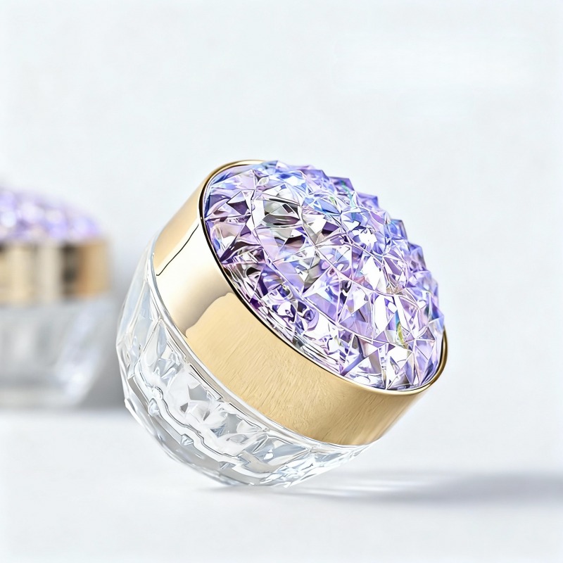 Screen Printing 50 ML Empty Glass Cream Container With Diamond Lid Luxury Jar Cosmetic