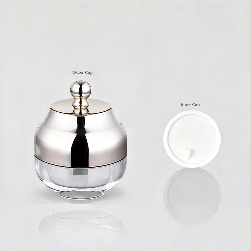 Luxurious 20g, 50g, 100g Facial Cream Jar for Eyes, Glass Jar with Gold Cap