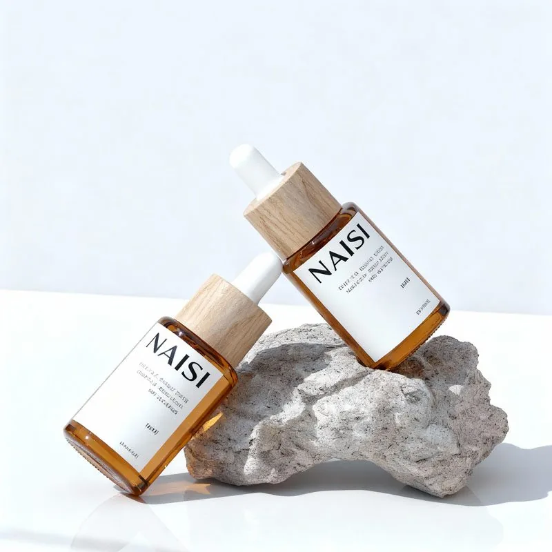 10ml, 20ml, 30ml, 50ml boyutlarında bambu ve ahşap kaplı cam esansiyel yağ şişeleri - esansiyel yağ sıvıları için numune şişeleri