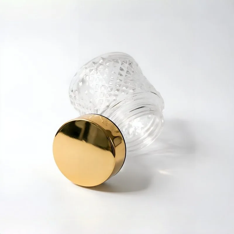 高級 フロスト Glass クリームジャー 付き Gold Lid