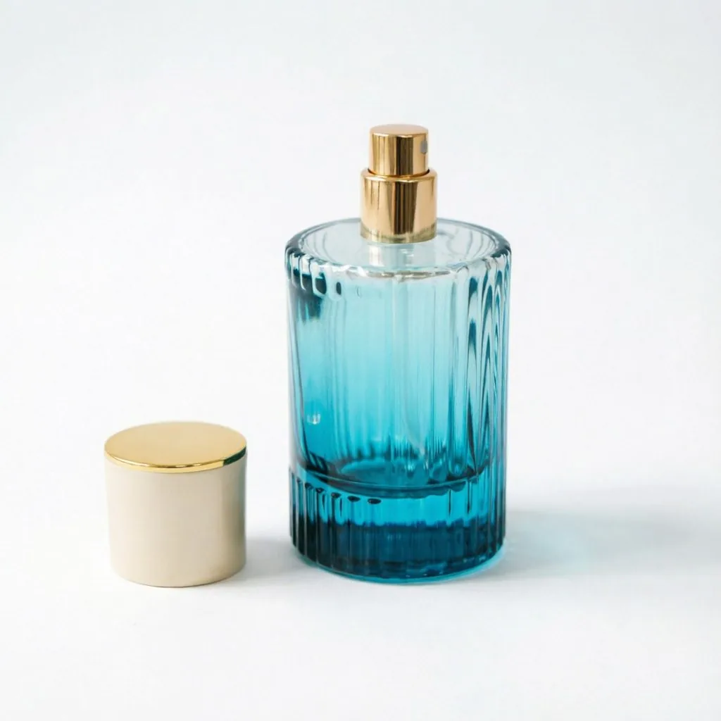Clear frasco de perfume with Gold Collar