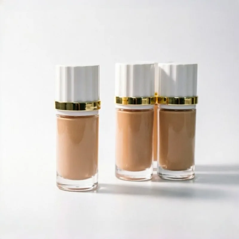 30ml Clear Cylindrical cam fondöten şişesi with White Ribbed Cap