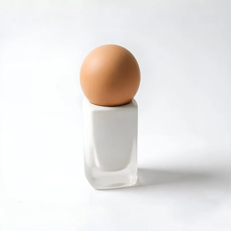 30ml Matte Milky White Square Glass Foundation Bottle with Brown Sphere Cap