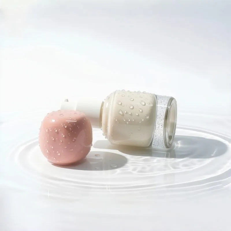 30ml Thick Bottom Round Glass Foundation Bottle with Glossy Peach Pink Cap