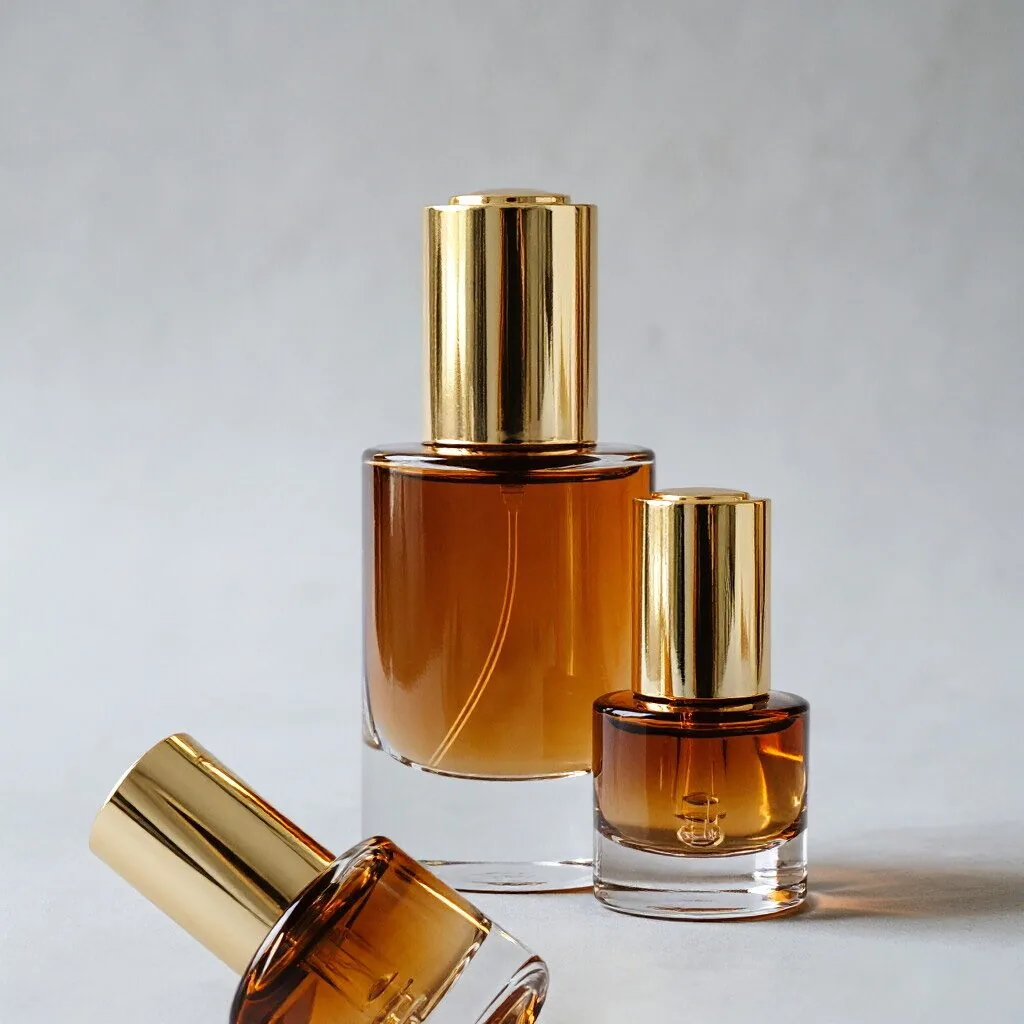 Luxury Amber Glass Serum Pump şişe