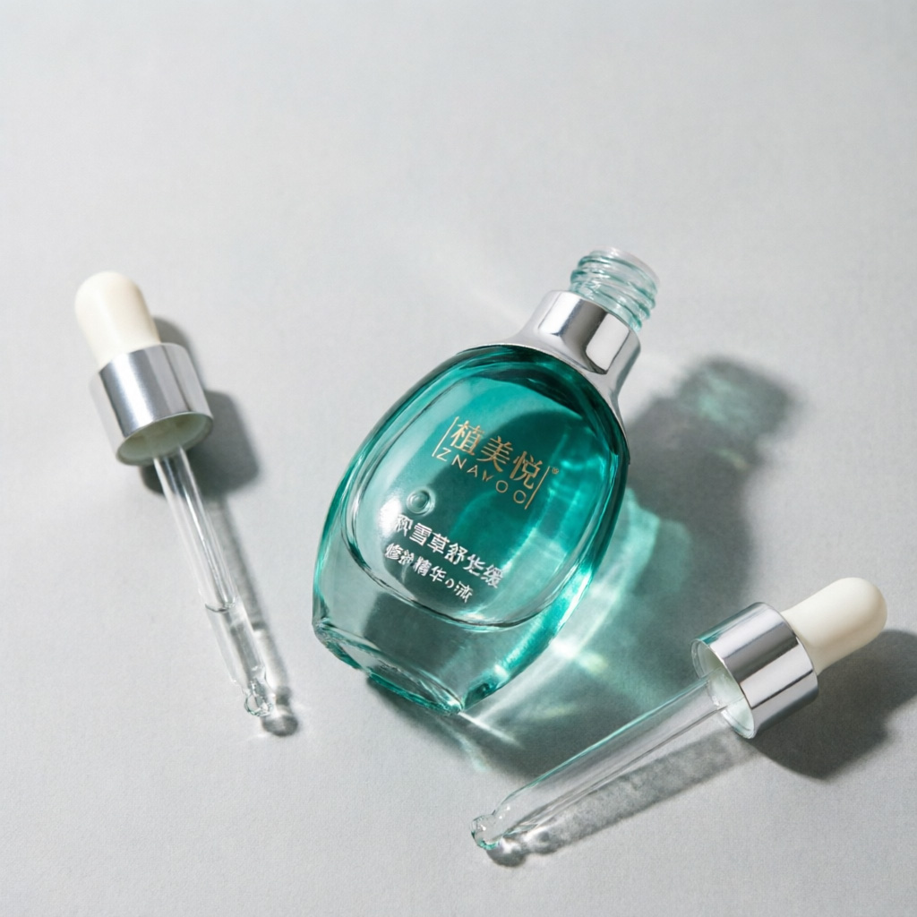 Aqua Blue Glass Serum Dropper Bottle