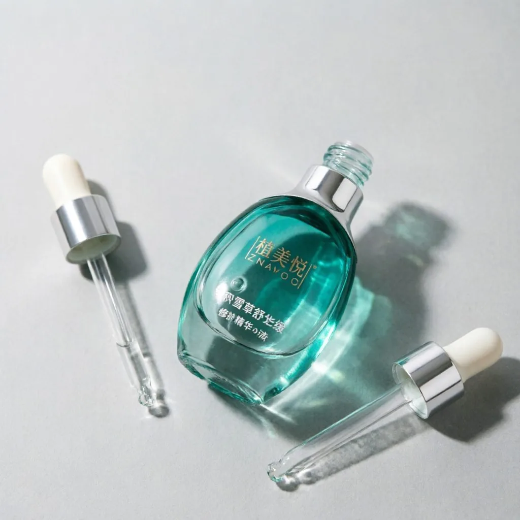 Aqua Blue Glass Serum Dropper şişe