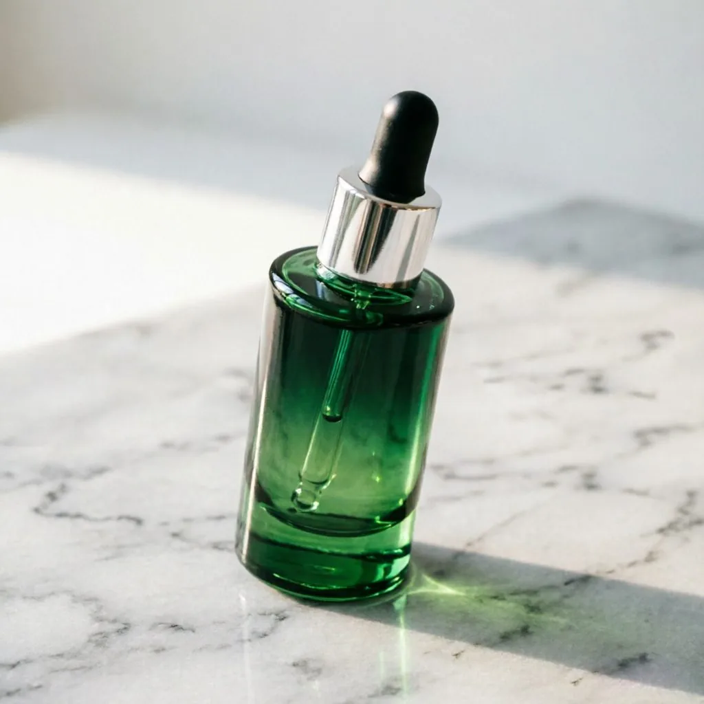 Green Gradient Glass Serum Bottle