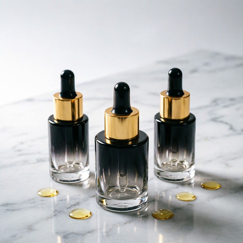 Black Gold Glass Serum Tropfflasche