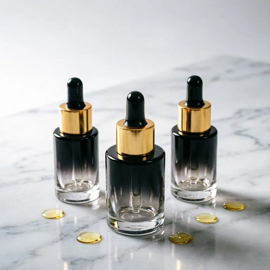 Black Gold Glass Serum Dropper Bottle