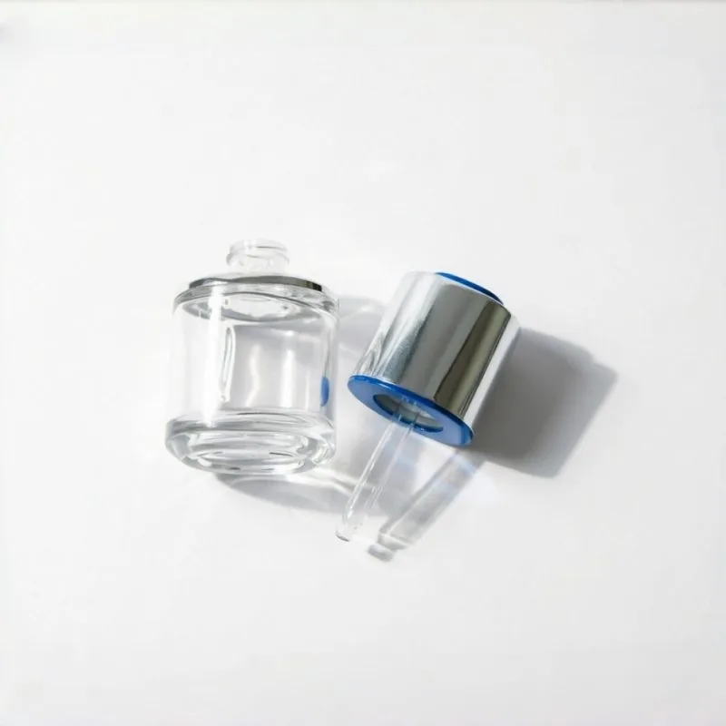 30ml Clear Glass Dropper Bottle with Blue Silver Cap