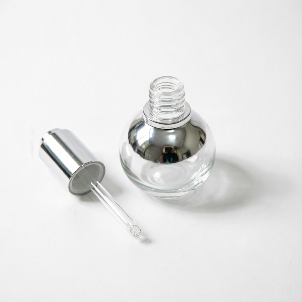 Round Glass Aromatherapy Bottle with Silver Cap 30ml