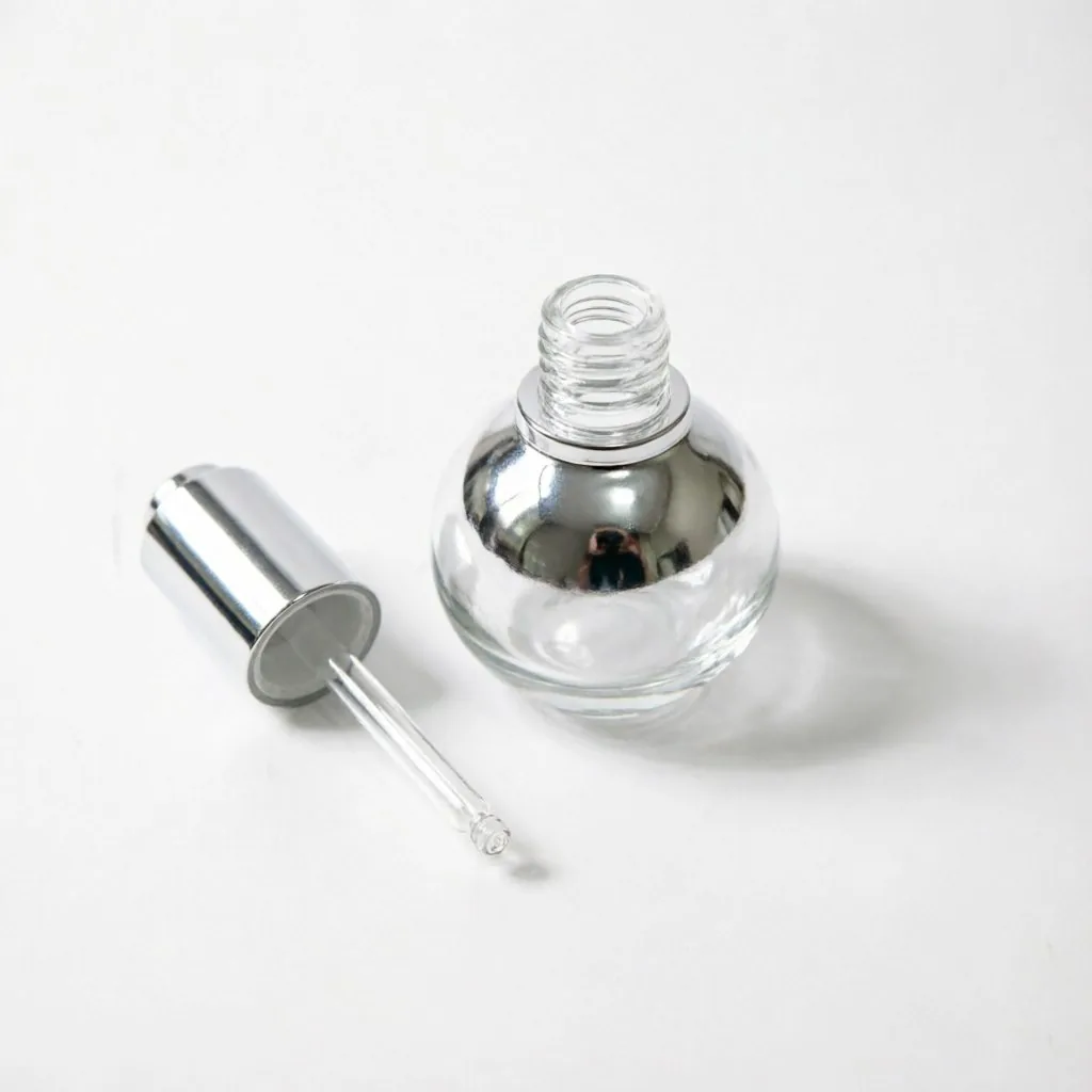 Round Glass Aromatherapy Bottle with Silver Cap 30ml