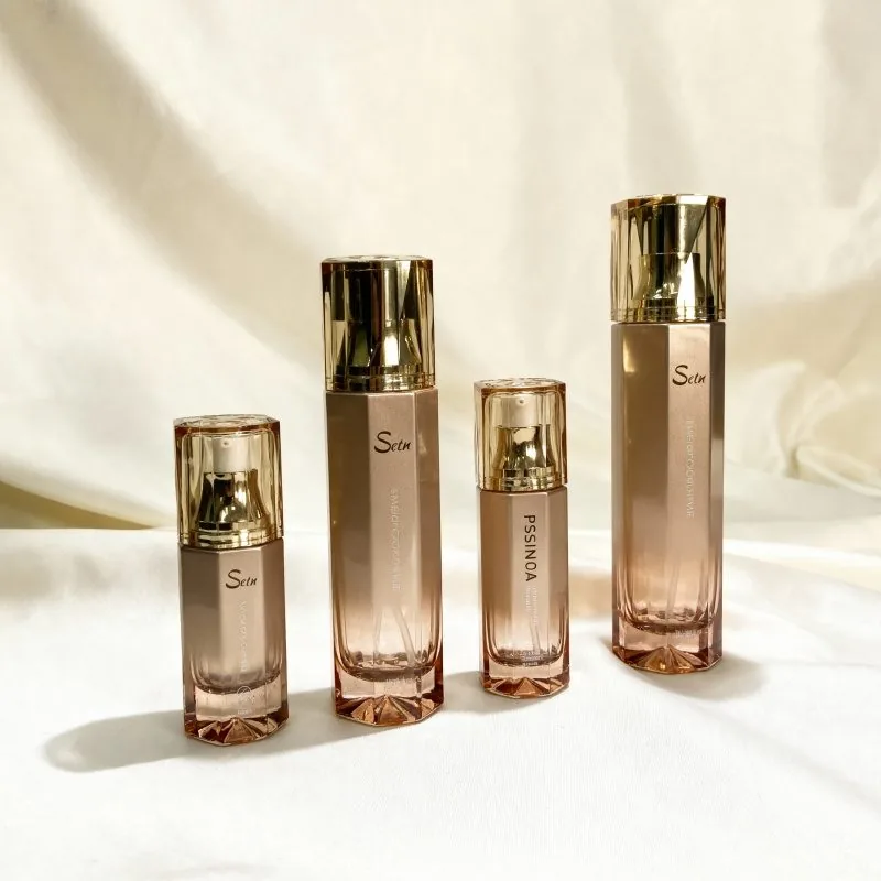 Frasco de bomba cosmética hexagonal Frasco de creme cosmético de vidro de 30ml / 50ml