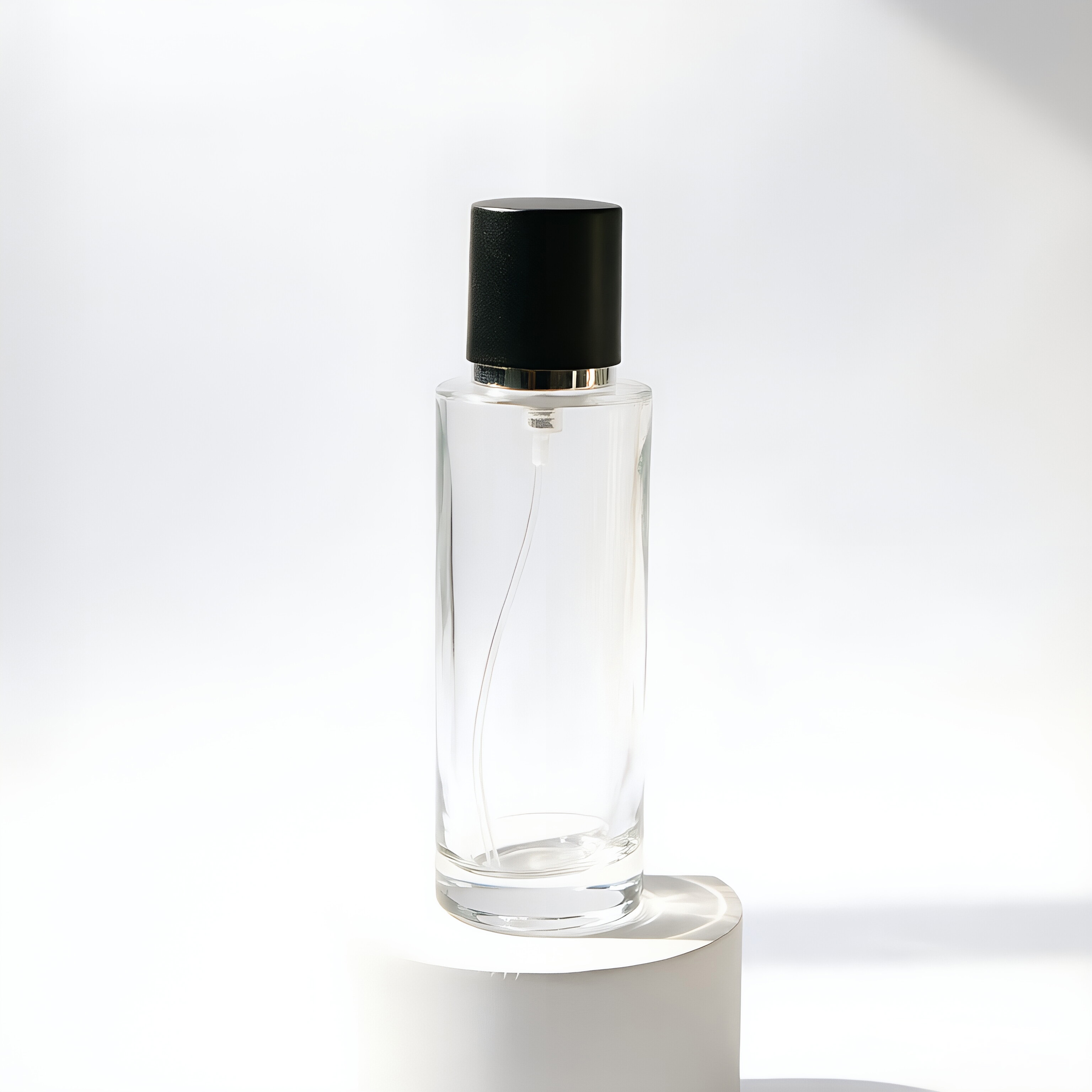 Tall Rectangular Glass Perfume Bottle with Black Spray Cap 50ml