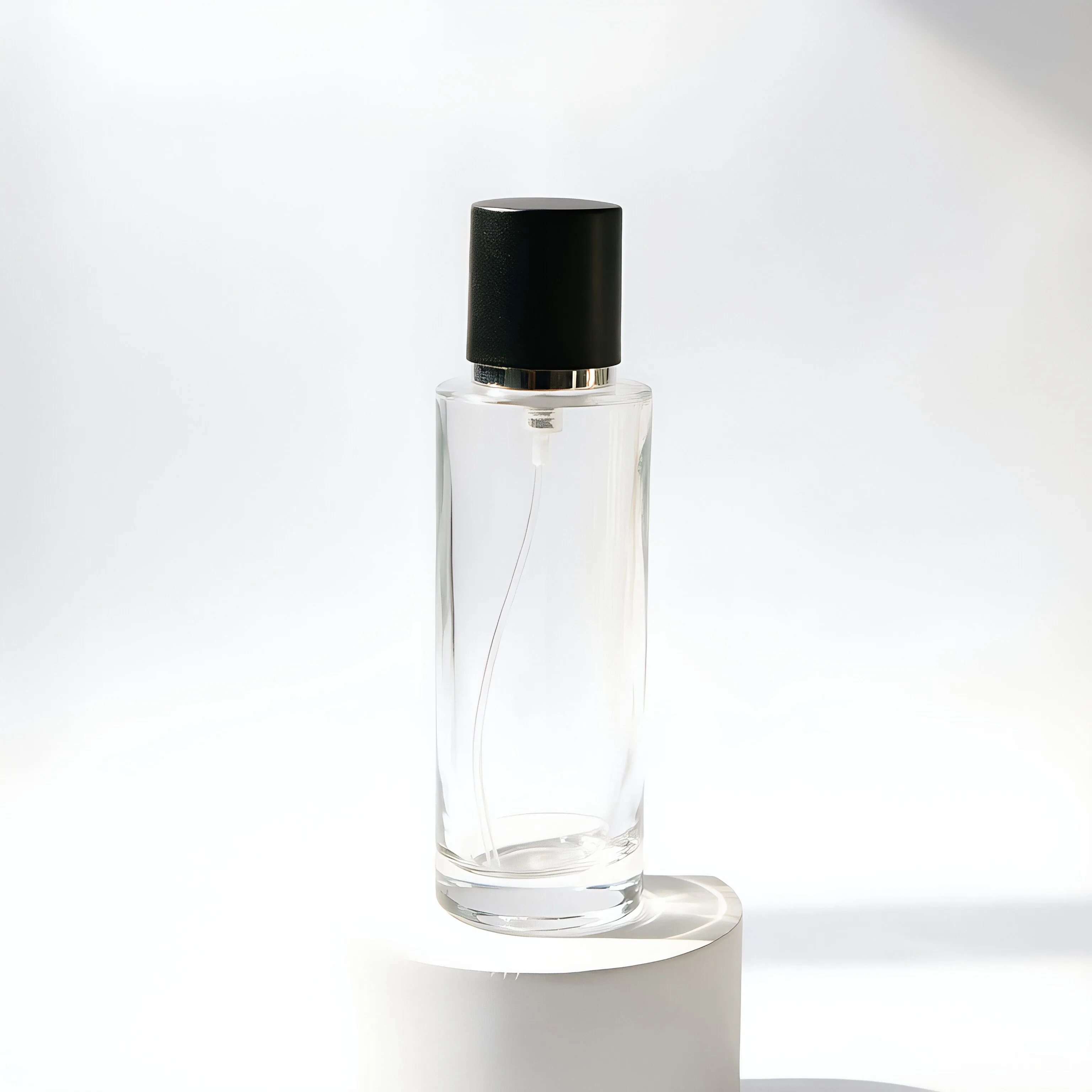 Tall Rectangular Glass parfüm şişesi with Black Spray Cap 50ml