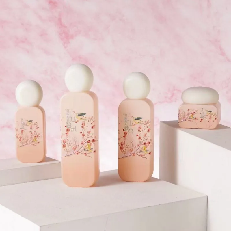 conjunto de presente de luxo com 6 garrafas de vidro âmbar embalagem cosmética de garrafa de vidro quadrada plana