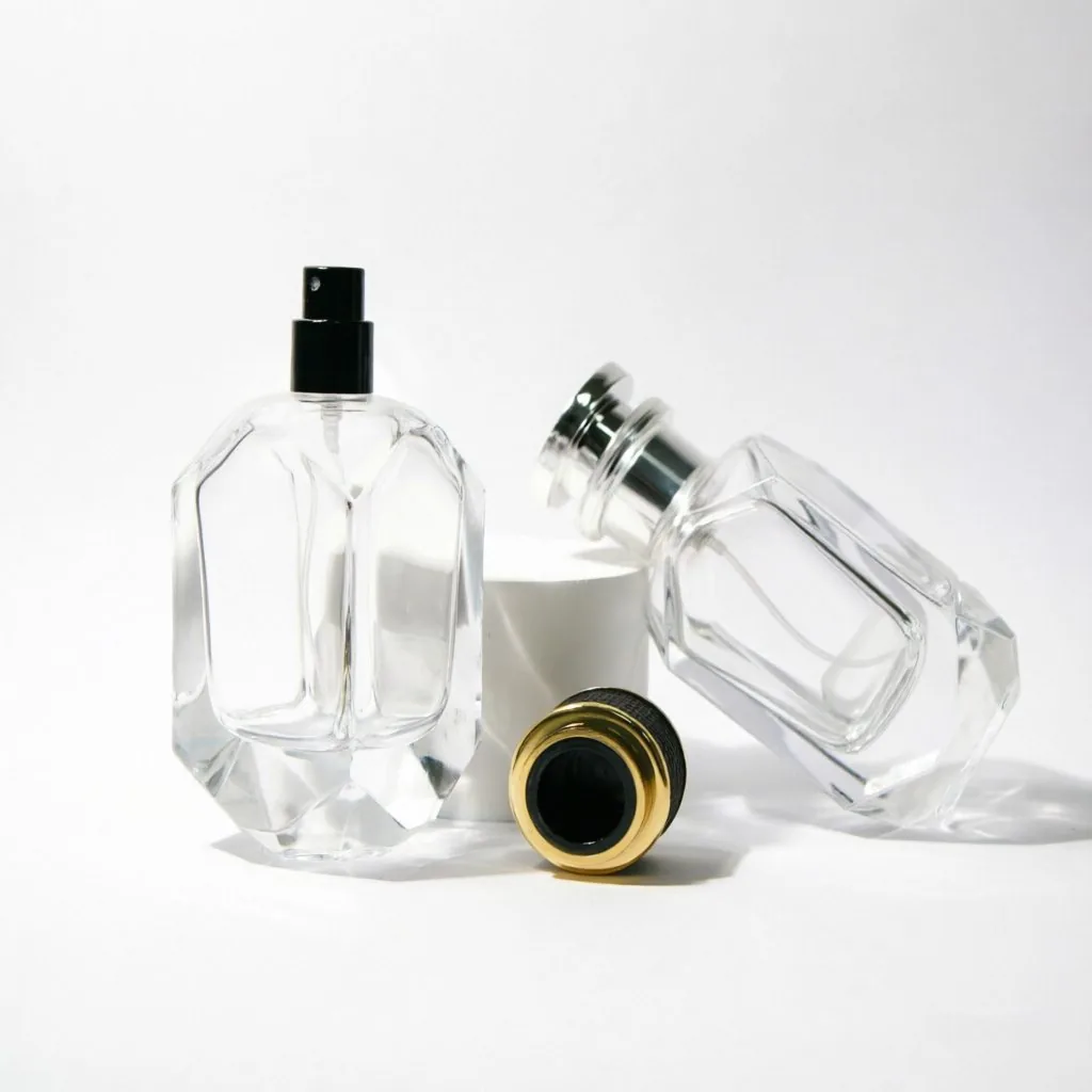Multi-Faceted Glass Parfümflasche mit Black Gold Cap 50ml 100ml